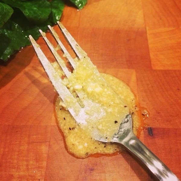 Caesar salad prepared outdoors