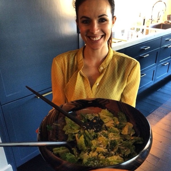 Caesar salad shared between friends